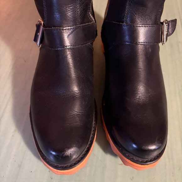 Womens John Fluevog Tall Black Leather Zip Maggie Bond Girl Boots Size 8 - Picture 5 of 16